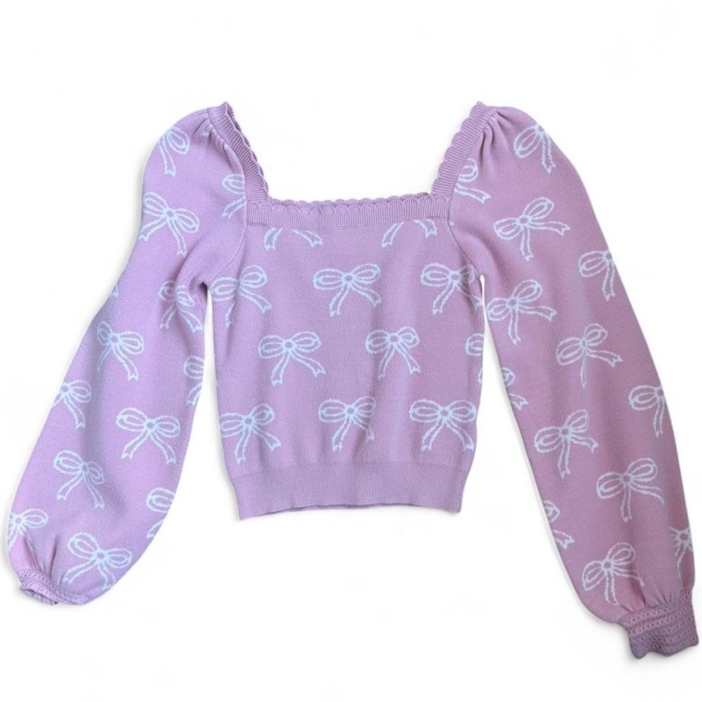 Willow and Wind bow cropped sweater baby pink women’s size small